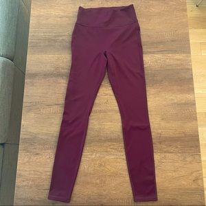Fabletics Trinity High-Waisted Pocket Leggings, Burgundy/S, excellent condition